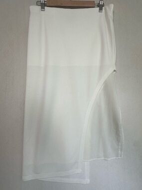 Marienbad Women’s Modal White Asymmetrical Midi Skirt Sz 8 Designer